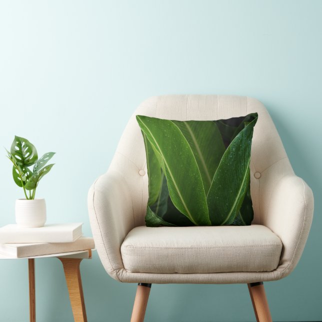 Almofada Minimalista Moderno natureza - Folha Verde Tropica (Cadeira)