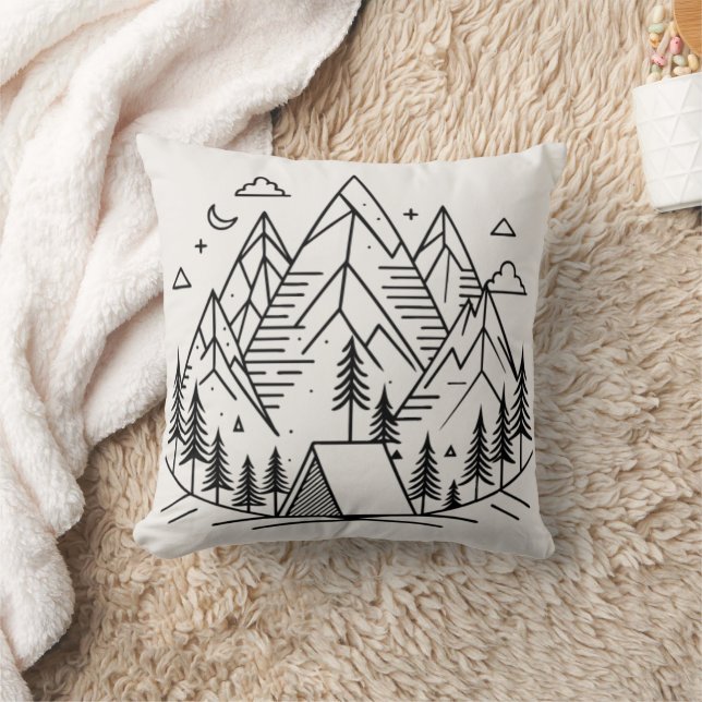 Almofada Minimalistic Mountains Camping (Cobertor)