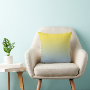 Almofada Mínimo amarelo para azul claro Ombré