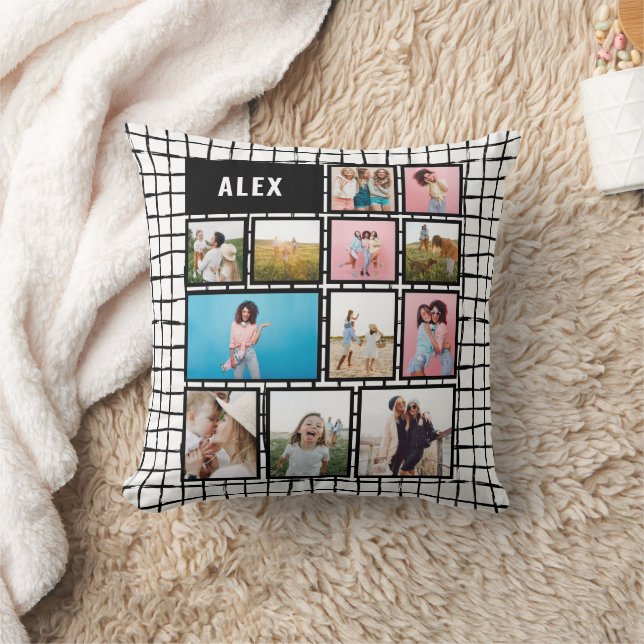 Almofada Mínimo de foto 12 preto-branco-cinza (Cobertor)