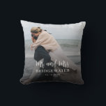 Almofada Mínimo de Foto Moderna do Script Elegante<br><div class="desc">Transforme suas memórias queridas em incríveis obras de arte com nosso travesseiro decorativo personalizado de fotos. Seja um retrato de casamento sincero,  uma paisagem de tirar o fôlego,  ou uma fotografia de uma ocasião especial,  nosso travesseiro personalizado captura a essência de suas memórias.</div>