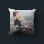 Almofada Mínimo de Foto Moderna do Script Elegante<br><div class="desc">Transforme suas memórias queridas em incríveis obras de arte com nosso travesseiro decorativo personalizado de fotos. Seja um retrato de casamento sincero,  uma paisagem de tirar o fôlego,  ou uma fotografia de uma ocasião especial,  nosso travesseiro personalizado captura a essência de suas memórias.</div>
