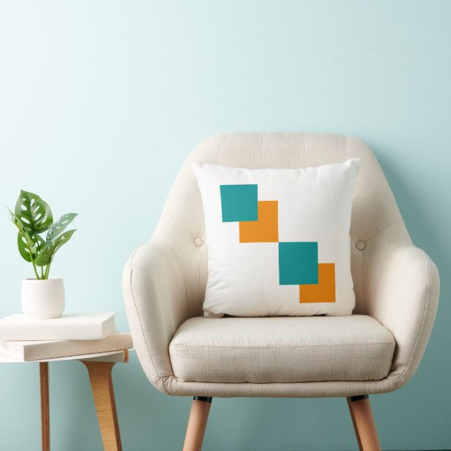Almofada Mínimos quadrados de Teal e Tangarina (Cadeira)