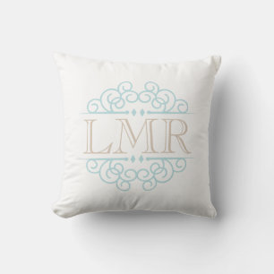 Almofada Mint e Beige Vintage Frame Monogramado