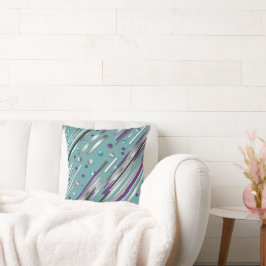 Almofada Mint green and Purple polka dot stripe