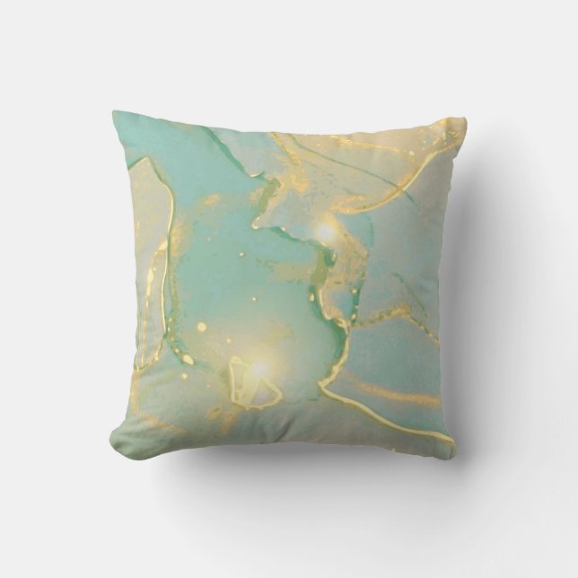 Almofada Mint Green Dourado Marble: Texturado (Frente)