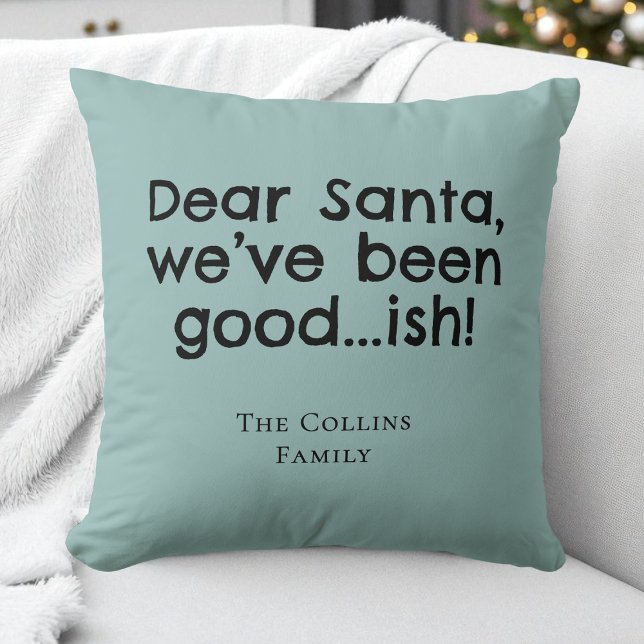 Almofada Mint Green Humor Caros Papais noeis Citam Feliz Na (Mint Green Humor Dear Santa Quote Funny Christmas Throw Pillow)