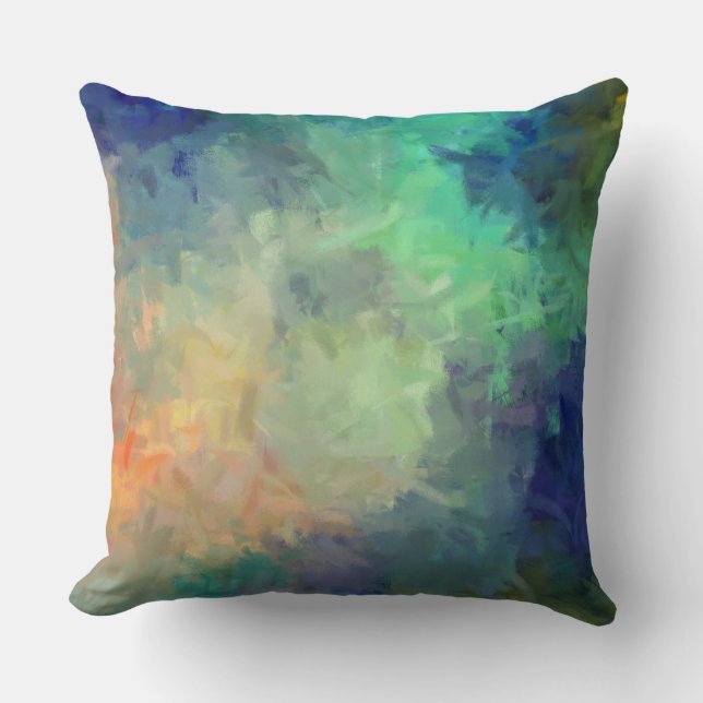 Almofada Mint Orange Blue Abstrato (Frente)