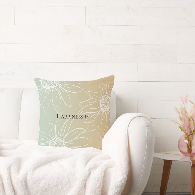 Almofada Mint Peach White Daisies Floral (Sofá)