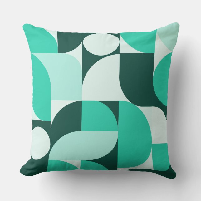 Almofada Mint Teal Geometric Composition (Frente)