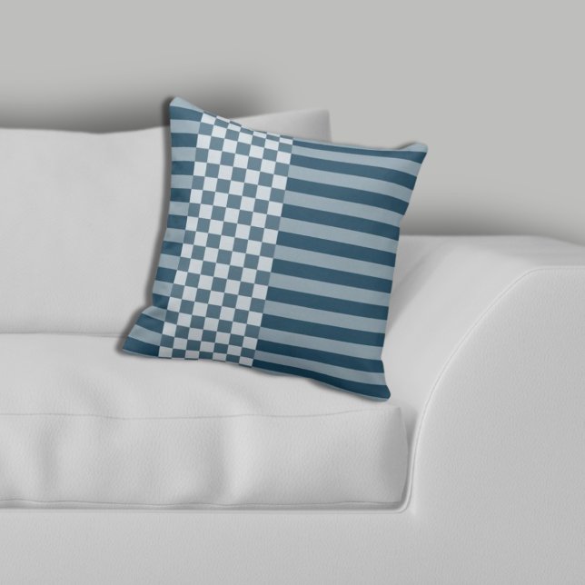 Almofada Minúsculos Stripes Geométricas e Checker Amarelo (Modern Geometric Stripes & Checker Yellow Throw Pillow, Living Room)