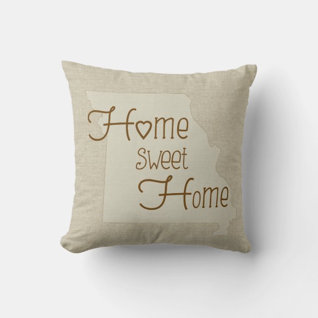 Almofada Missouri-Home Sweet Home Burlap - nome personaliza (Frente)