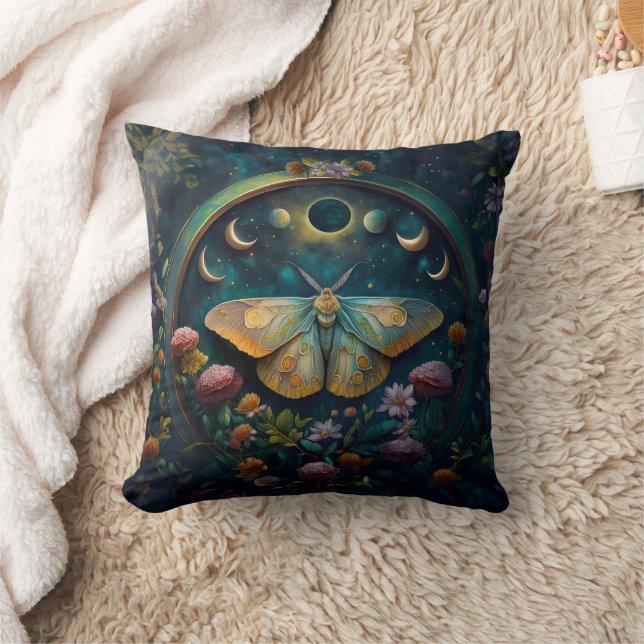 Almofada Mística Mariposa e Fases da Lua Portal Reversível (Cobertor)
