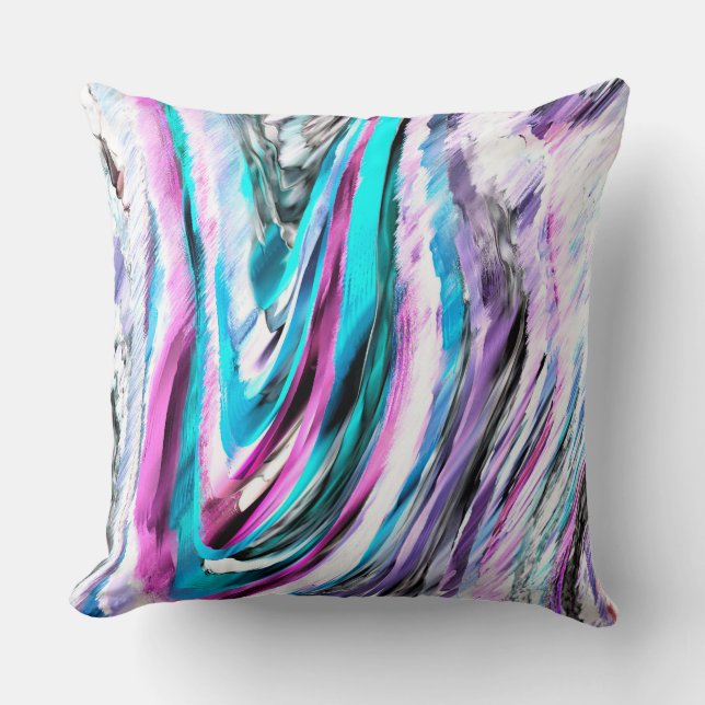 Almofada misto de gradiente e chuviscado, ciano e rosa (Frente)