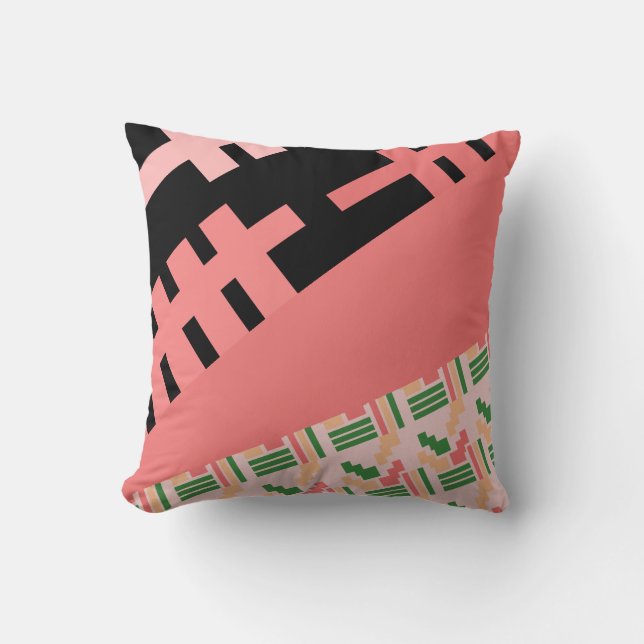 Almofada Mistura de Padrão Rosa Africano (Frente)