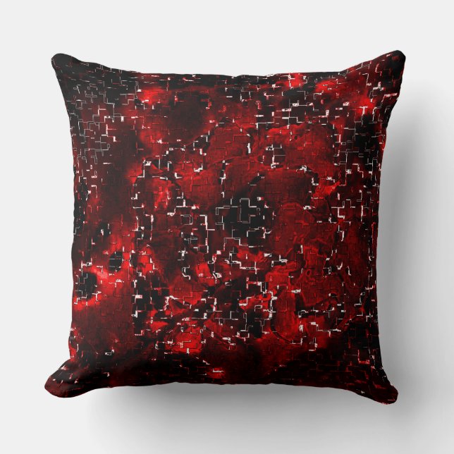 Almofada Mistura de pétalas vermelhas chuvosas e rústicas s (Frente)