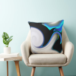 Almofada Mistura lisa com curvas néon azuis sobre a sombra