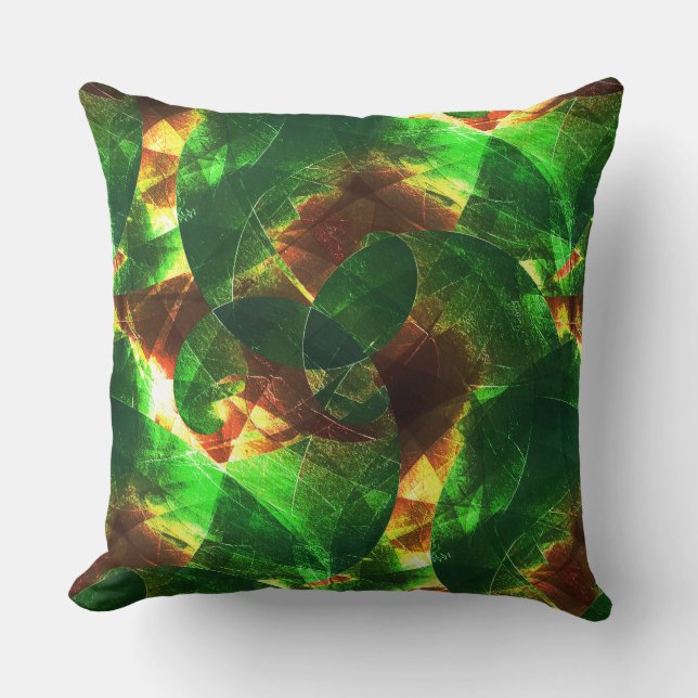 Almofada Mistura texturizada de castanho a espirais verdes (Frente)