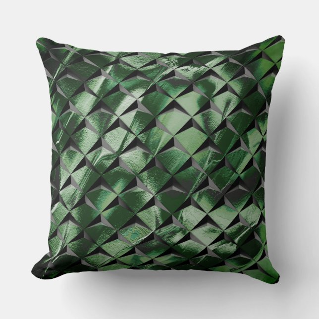 Almofada Misturar quadrados 3D com imagem verde-escura do f (Frente)