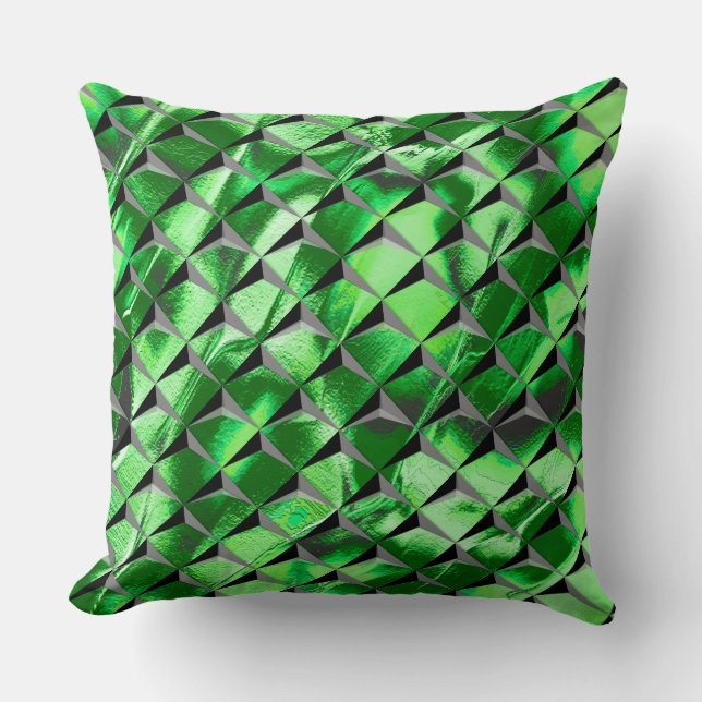 Almofada Misturar quadrados 3D com textura verde (Frente)