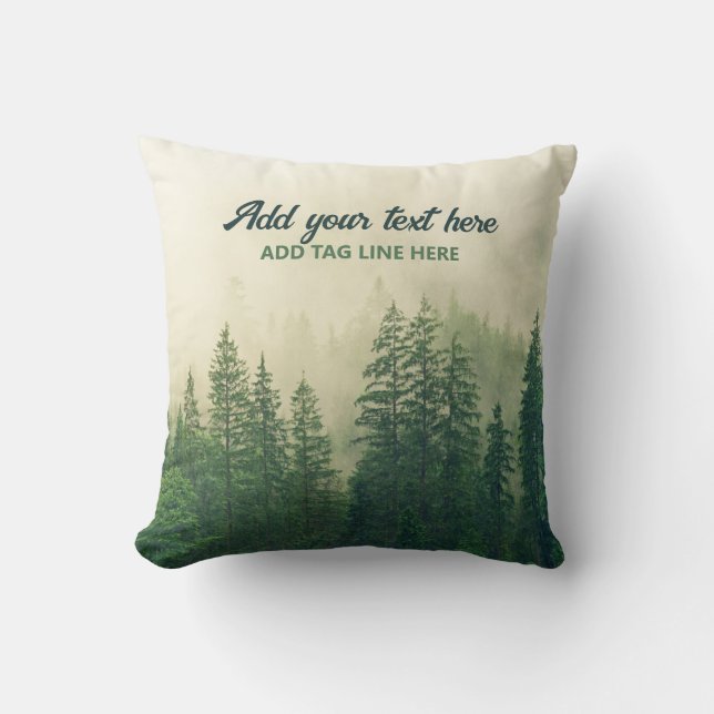 Almofada Misty Pine Forest Trees - Proteção Personalizada (Frente)