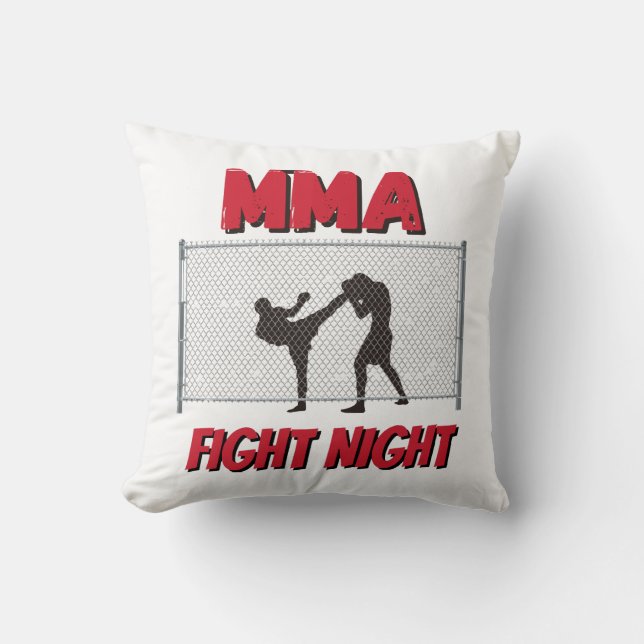 Almofada MMA Fight Night text e Silhouette of Two Fighter (Frente)