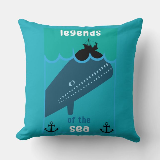 Almofada Moby Dick Sea Fantasy | Funny Ocean And Sea Servin (Frente)