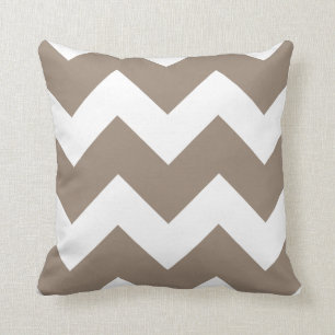 Almofada Mocha Brown e White Large Chevron Impressão