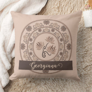 Almofada Mocha Rococo de Revival Personalizado Dot Mandala