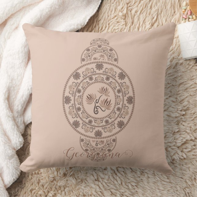 Almofada Mocha Rococo Lotus Mandala Ornamental Personalizad (Cobertor)