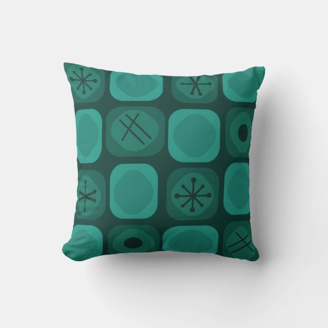 Almofada Mod Art Soft Cubes Teal dos anos 50 (Frente)