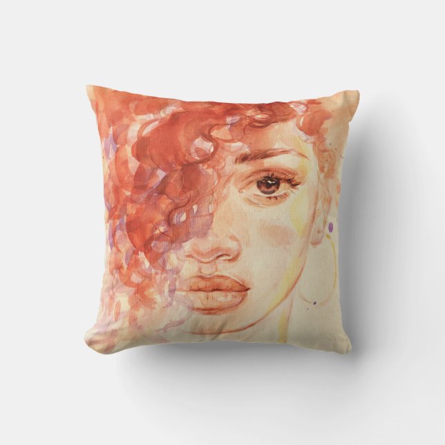 Almofada Moda Afro-Americana, ilustração com aquarela. (Frente)