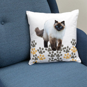 Almofada Modelo de branco de poeta de gato siamês, com pres