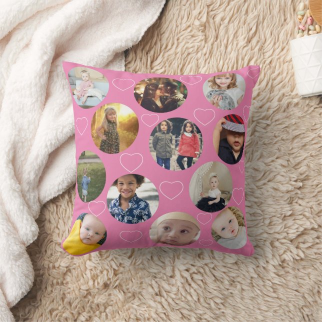 Almofada Modelo de Círculo e Coração Única de Colagem de Fo (Cobertor)