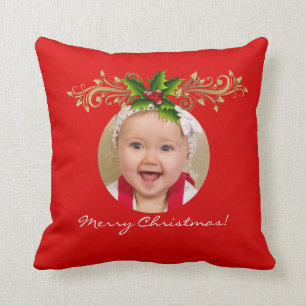 Almofada Modelo de Foto de Natal Xmas Família Bebê