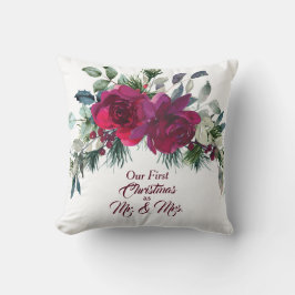Almofada Modelo de Foto de Primeiro Natal com Rosas Vermelh