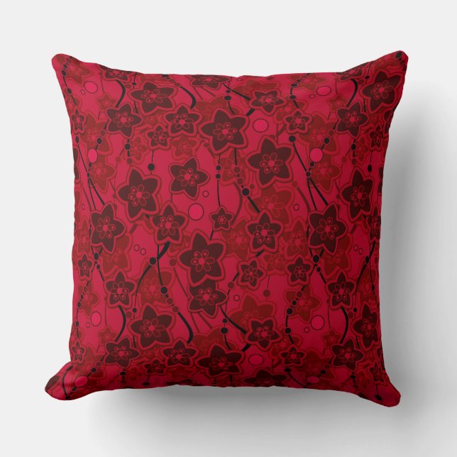 Almofada modelo de moda rústica floral vermelho castanho (Frente)