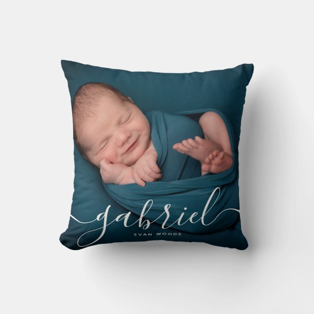 Almofada Modelo de nome de bebê com foto personalizada Lemb (Frente)