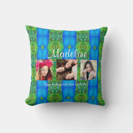 Almofada Modelo de texto personalizado para foto tema pavão
