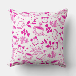 Almofada modelo rosa moderno do amante do café vintage