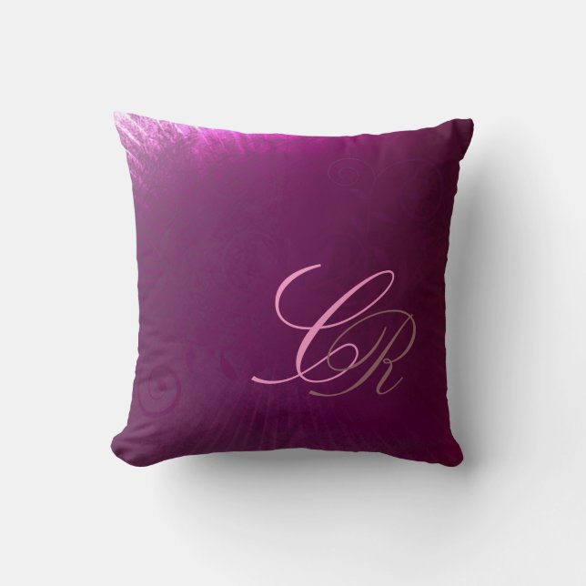 Almofada Modelo roxo do travesseiro do monograma (Frente)
