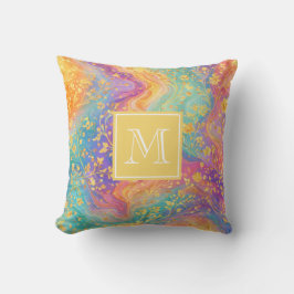 Almofada Modern Abstract Glitter Floral Monogram Design    