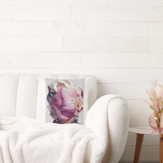 Almofada Modern Abstract Impasto Portrait Throw Pillow (Sofá)