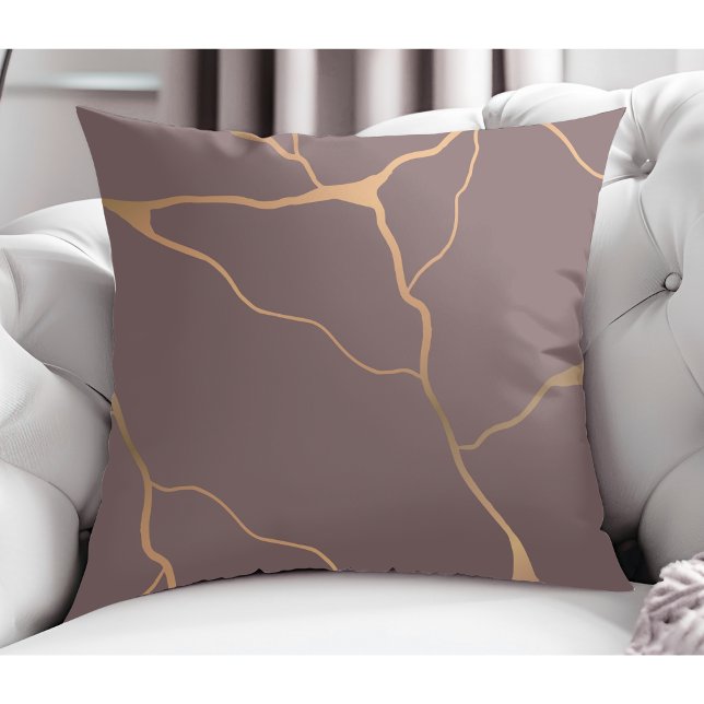 Almofada Modern Abstrato Dourado Vein Design Mauve (Criador carregado)