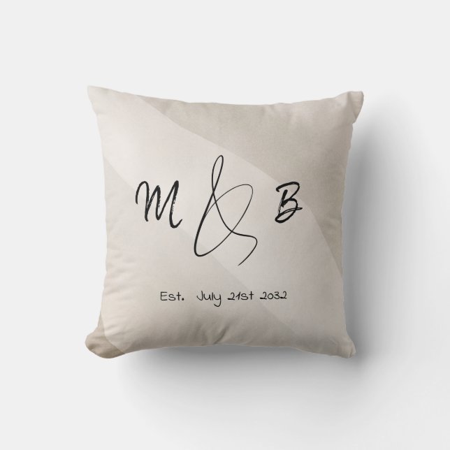 Almofada Modern Ampersand Couple Inicial Script Neutro (Frente)