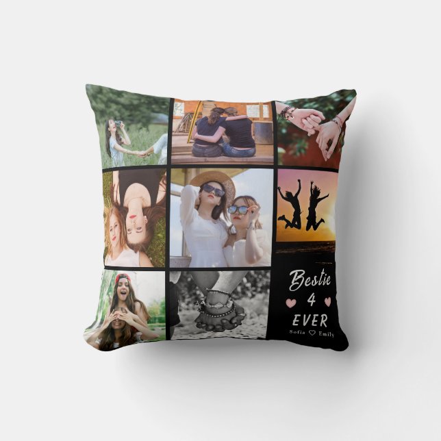 Almofada Modern Bestie 4-Nunca | Colagem Personalizada de 8 (Frente)