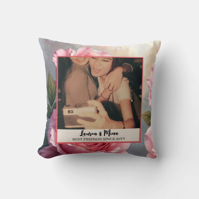 Almofada Modern BFF Photo Plaid Friendship Best Friend (Frente)