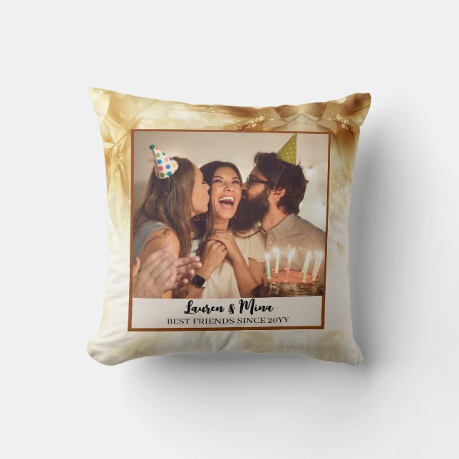 Almofada Modern BFF Photo Plaid Friendship Best Friend Thro (Frente)