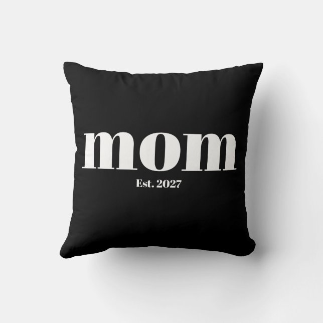 Almofada Modern Black White Typography Mom Established Gift (Verso)