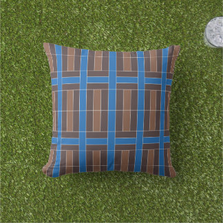 Almofada Modern Blue and Brown Geometric Plaid Pattern |
